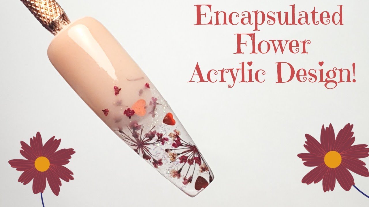 Encapsulated Dried Flower Acrylic Design Using CJP Acrylic System 🌸 Beautiful Nail Art | Clear Nails