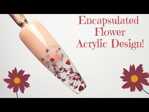 Encapsulated Dried Flower Acrylic Design Using CJP Acrylic System 🌸 Beautiful Nail Art | Clear Nails