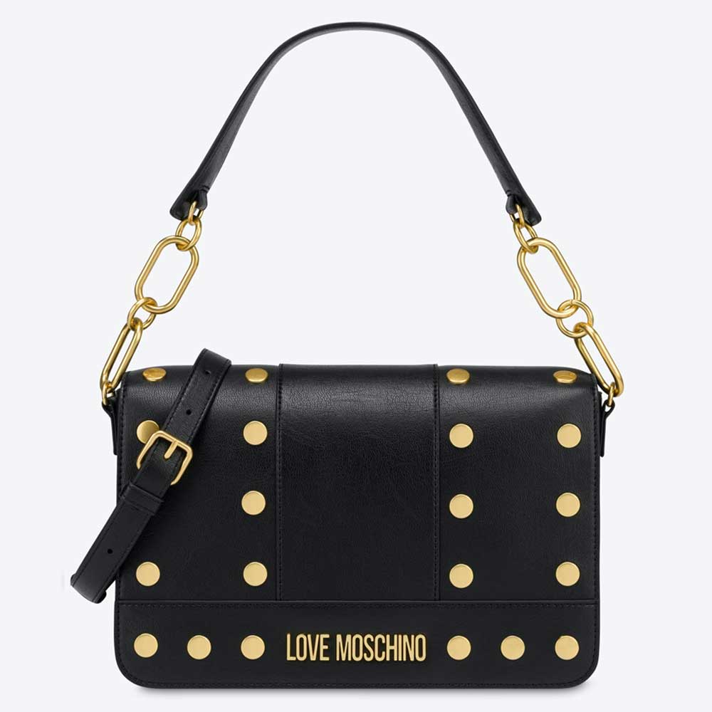 borsa nera con borchie e tracolla borsa nera con borchie e tracolla