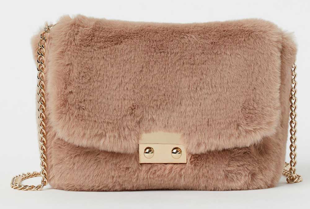 Borsa A Tracolla Donna In Pelliccia Sintetica, Chiusura Cerniera, 35,3x17,3x33 Cm
