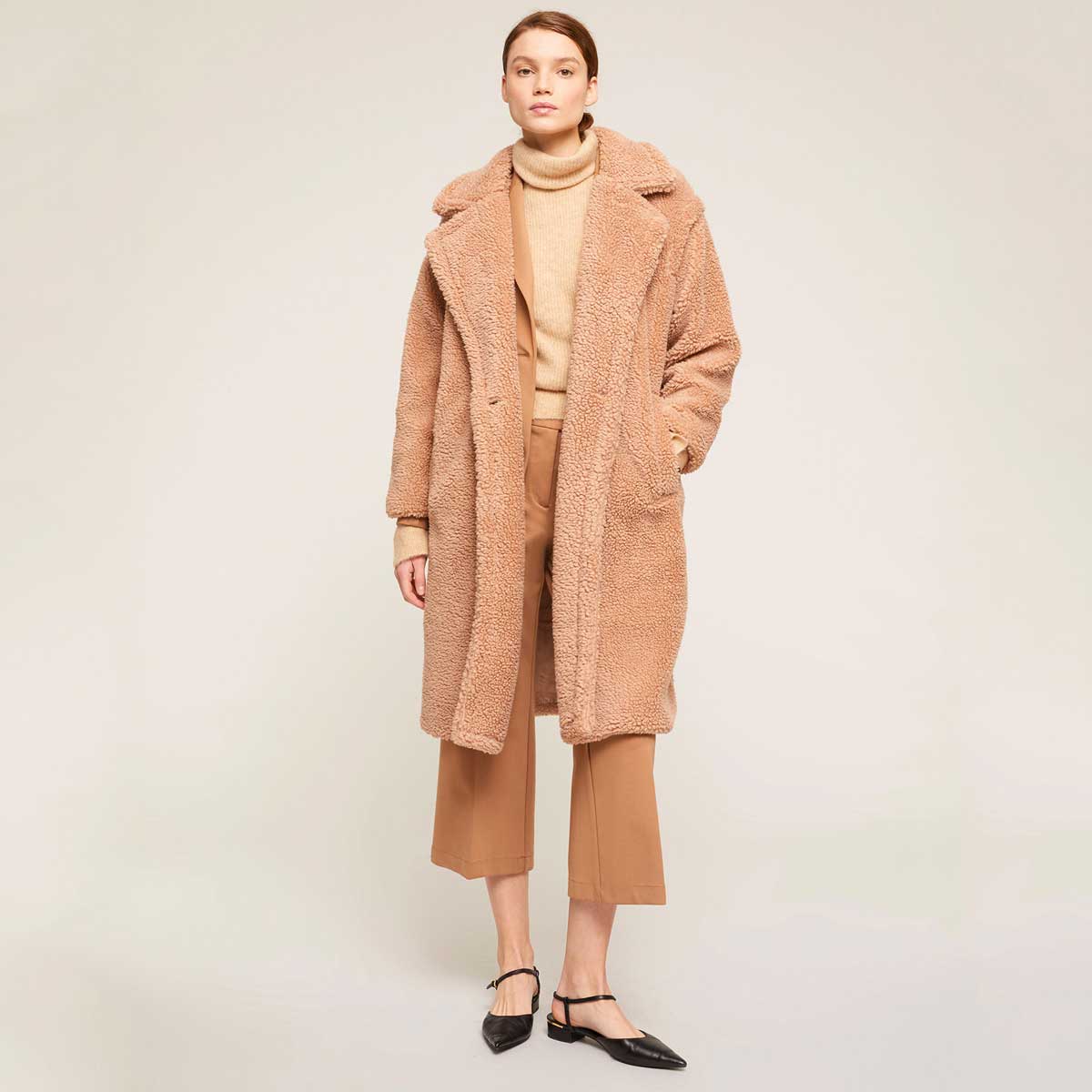 Cappotto Cecil Teddy Mix Materiali – Donna, Collo Alto, Zip 2 Vie, Tasche, Taglia M