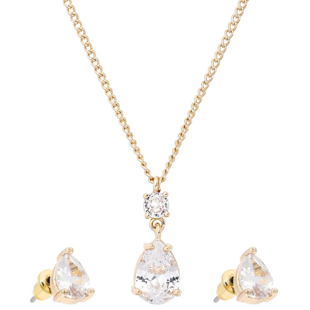 Collana A Cuore Con Zirconi Cubici A Forma Di Lacrima | Gioiello Elegante Per Donna In Ottone Platinato | Idea Regalo Per San Valentino, Anniversario, Fidanzamento