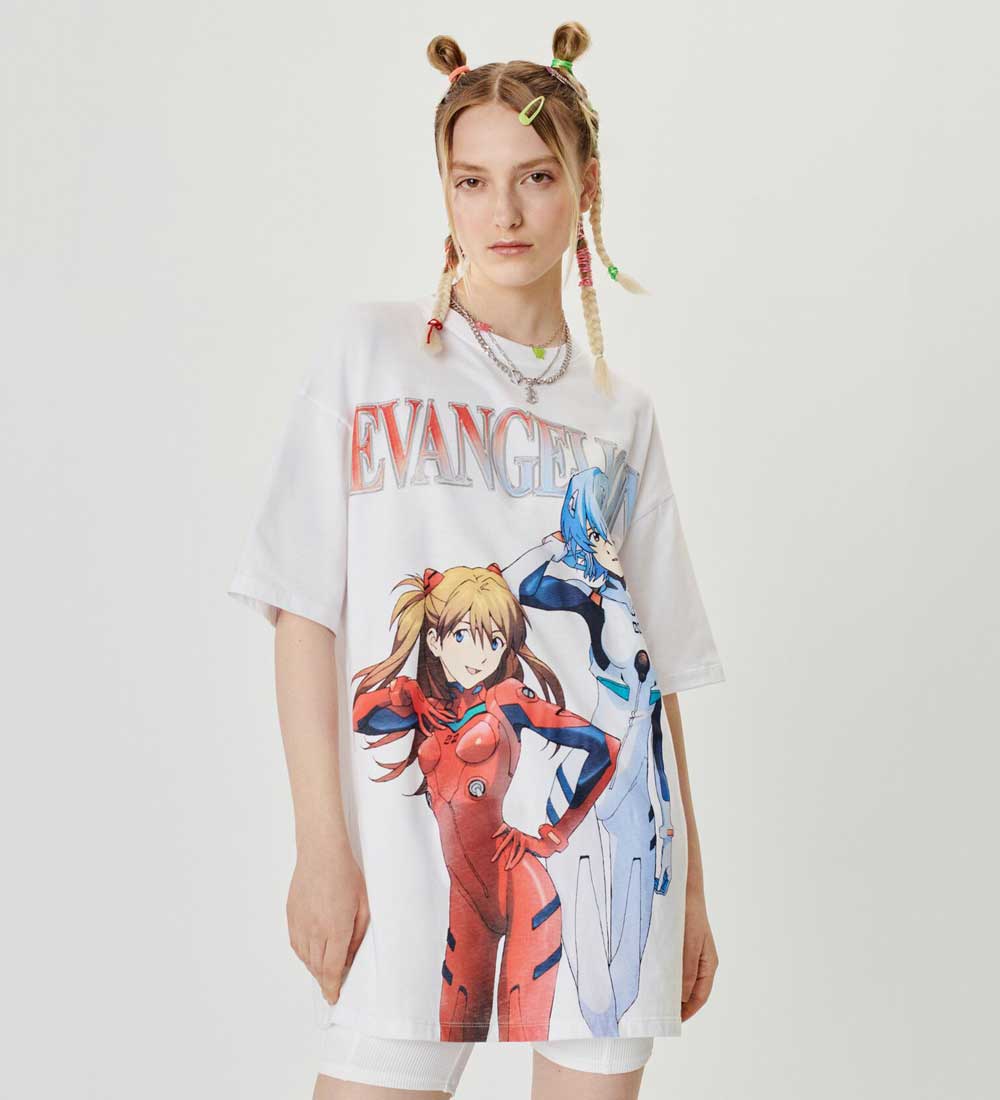T-shirt Donna Style3 Evangelion Resurrection | Anime Giapponese | 100% Cotone Premium, Vestibilità Aderente, Stampa Vintage