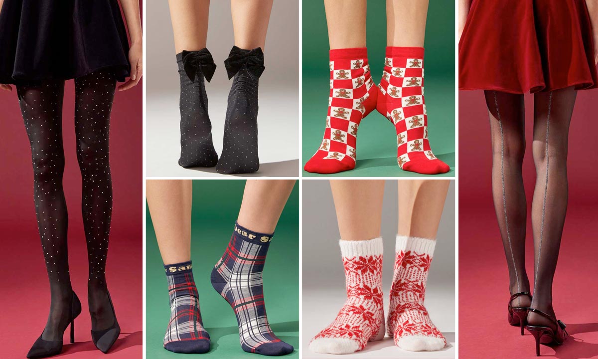 Le calze a rete con glitter per i look delle feste di Natale 2023
