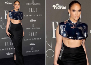 Jennifer Lopez il look con corpetto scultura in metallo con underboob sexy!