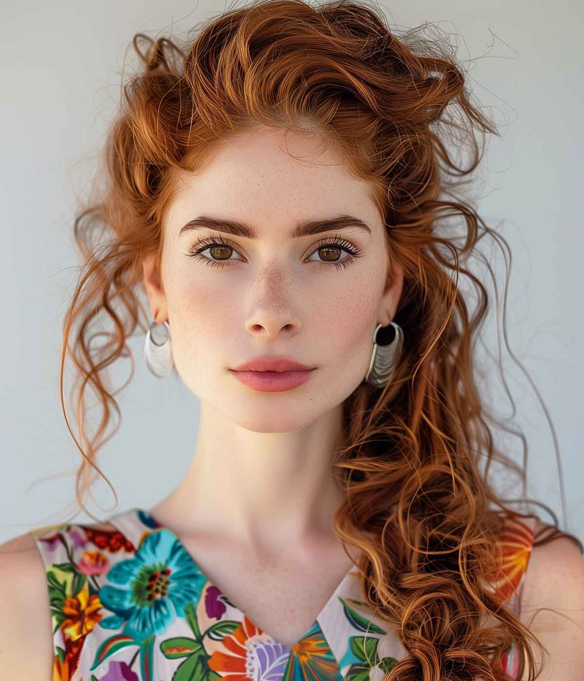 Semiraccolto laterale capelli ricci cerimonia Semiraccolto laterale capelli ricci cerimonia