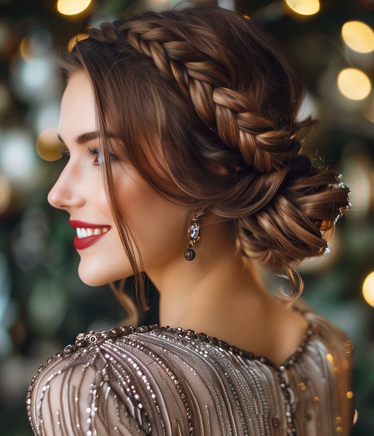 Chignon basso con treccia Chignon basso con treccia