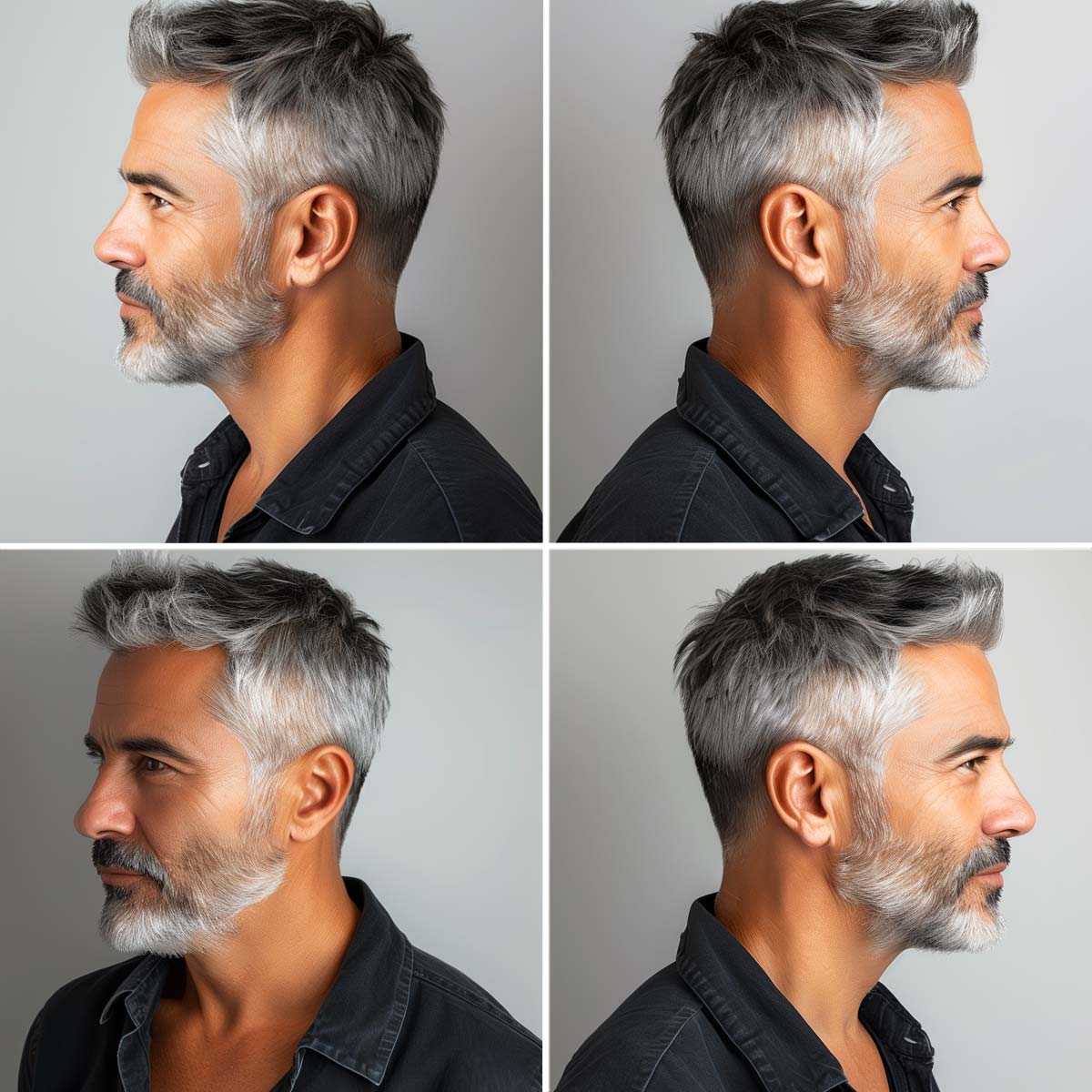 Tagli corti capelli indietro e barba Tagli corti capelli indietro e barba