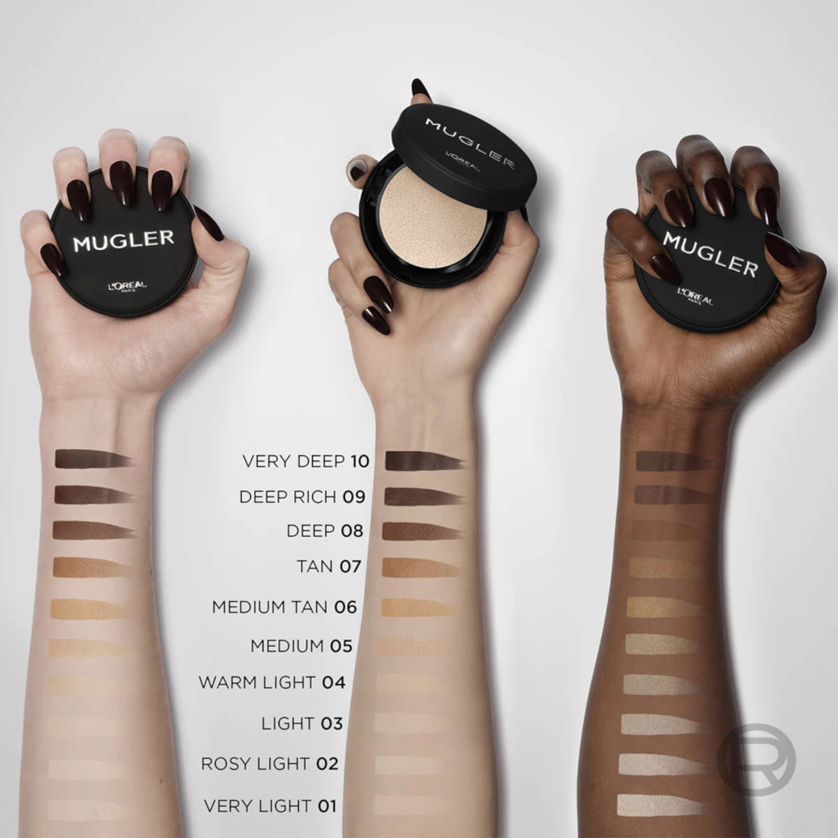 Swatches fondotinta L'Oréal Paris x Mugler Swatches fondotinta L'Oréal Paris x Mugler