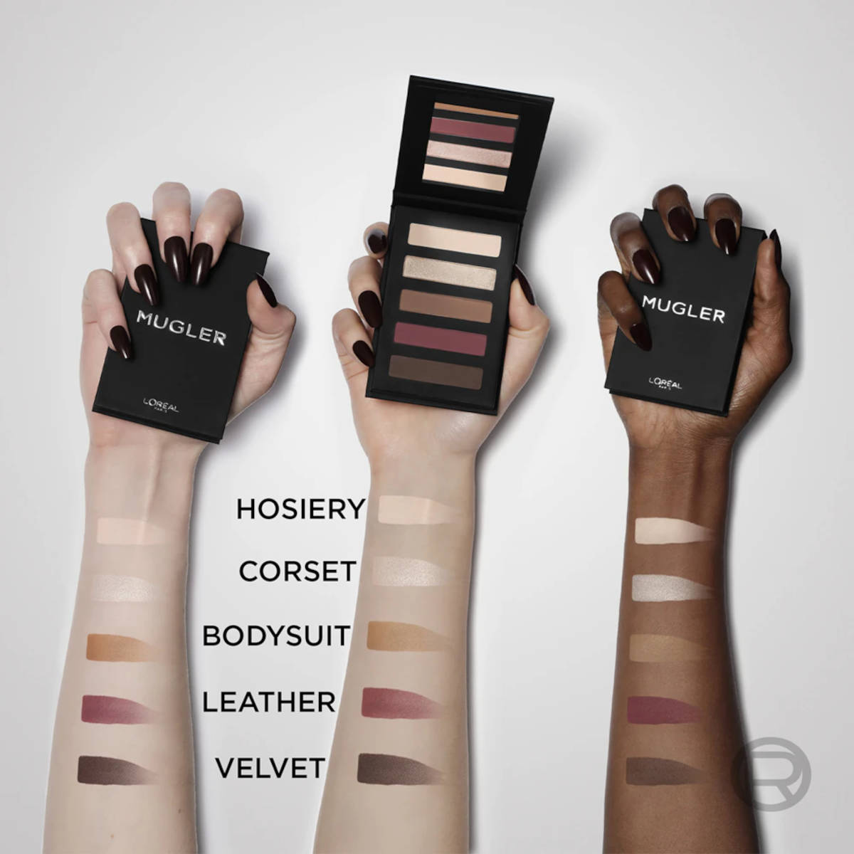 Swatches palette ombretti Mugler x L'Oréal Paris Swatches palette ombretti Mugler x L'Oréal Paris