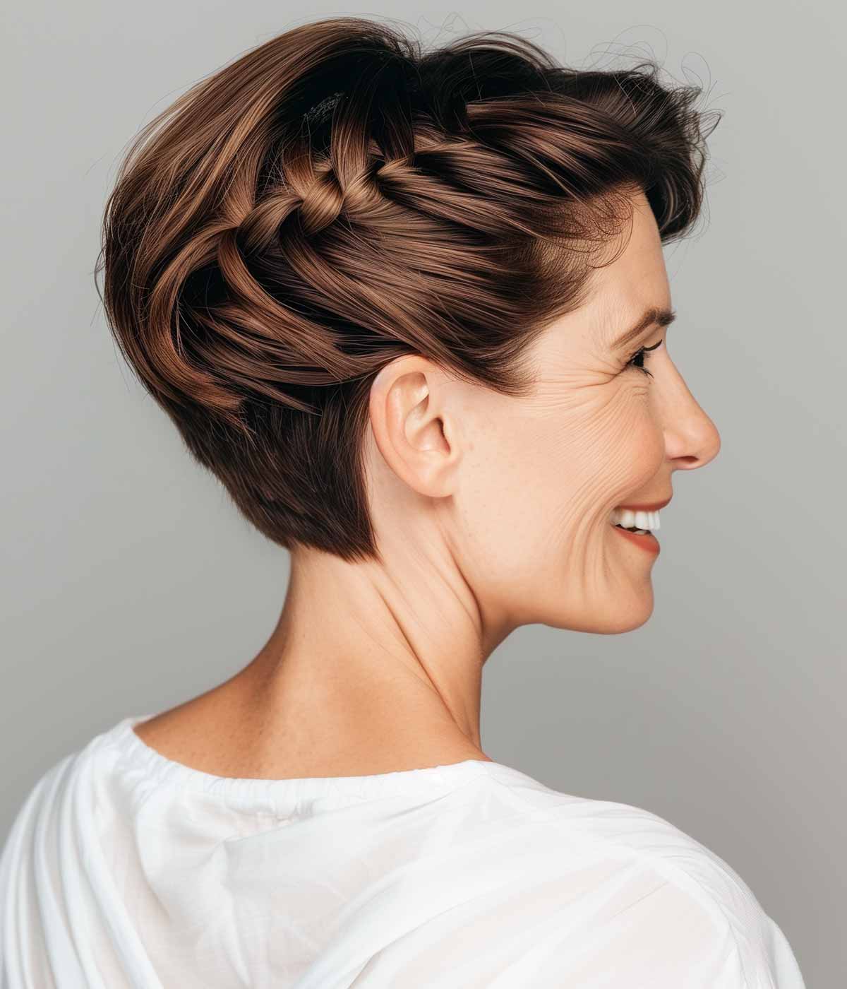 Treccia laterale capelli corti Treccia laterale capelli corti