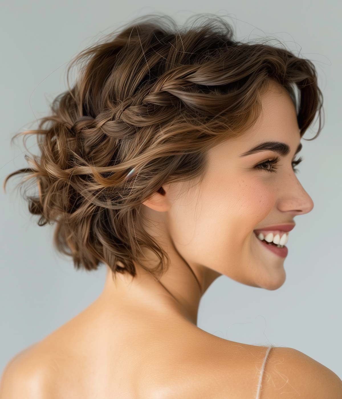 Treccine laterali capelli corti mossi Treccine laterali capelli corti mossi