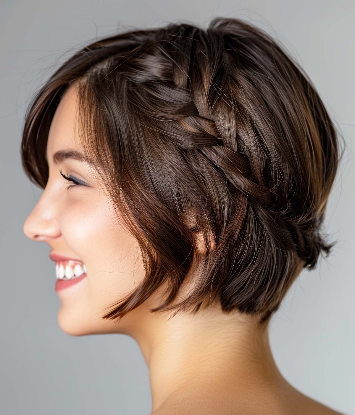 Treccia laterale capelli medio corti Treccia laterale capelli medio corti