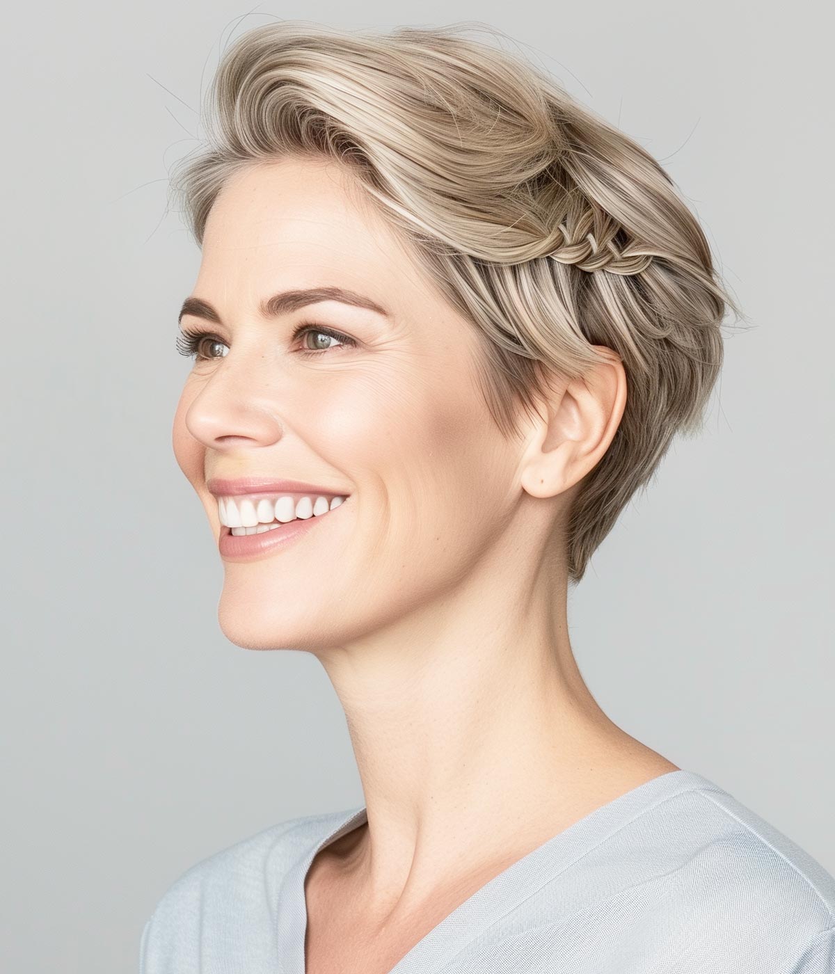 Pixie cut con treccia Pixie cut con treccia