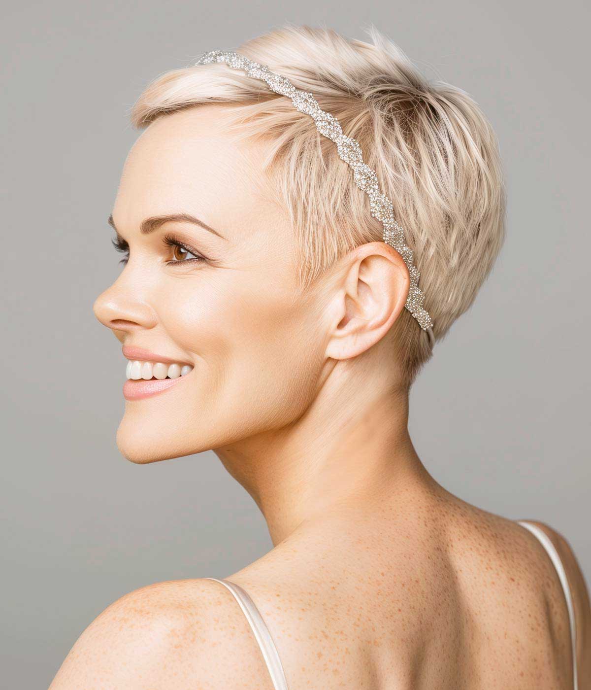 Pixie cut con cerchietto Pixie cut con cerchietto