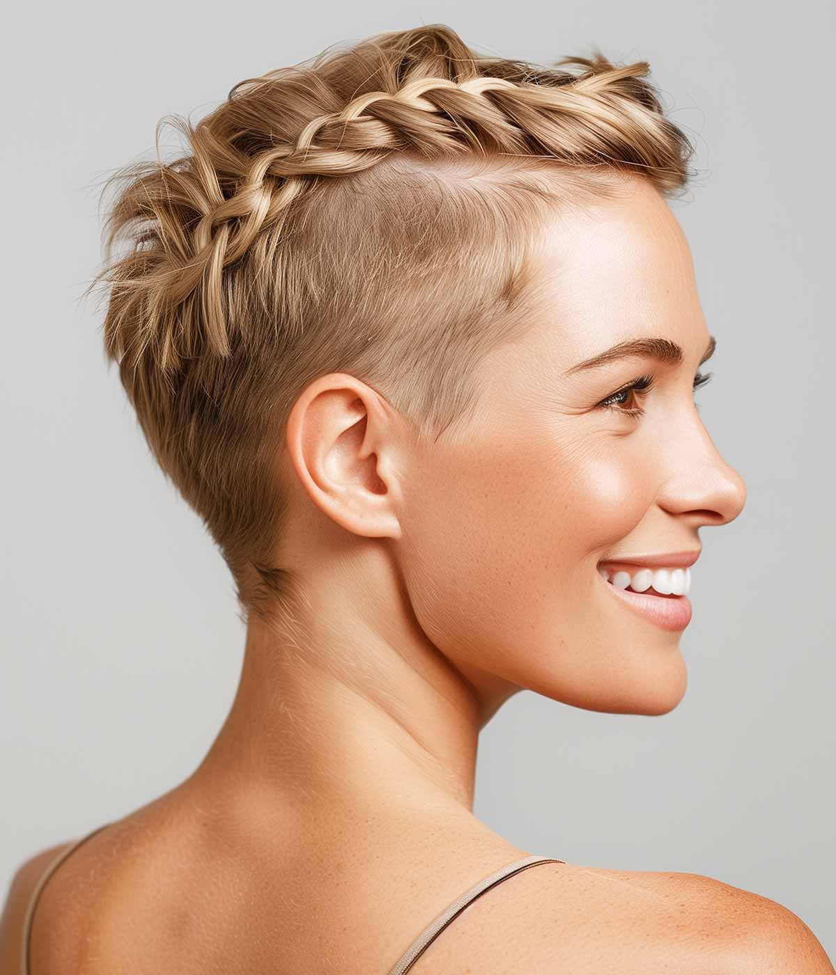 Treccia capelli corti con rasature Treccia capelli corti con rasature