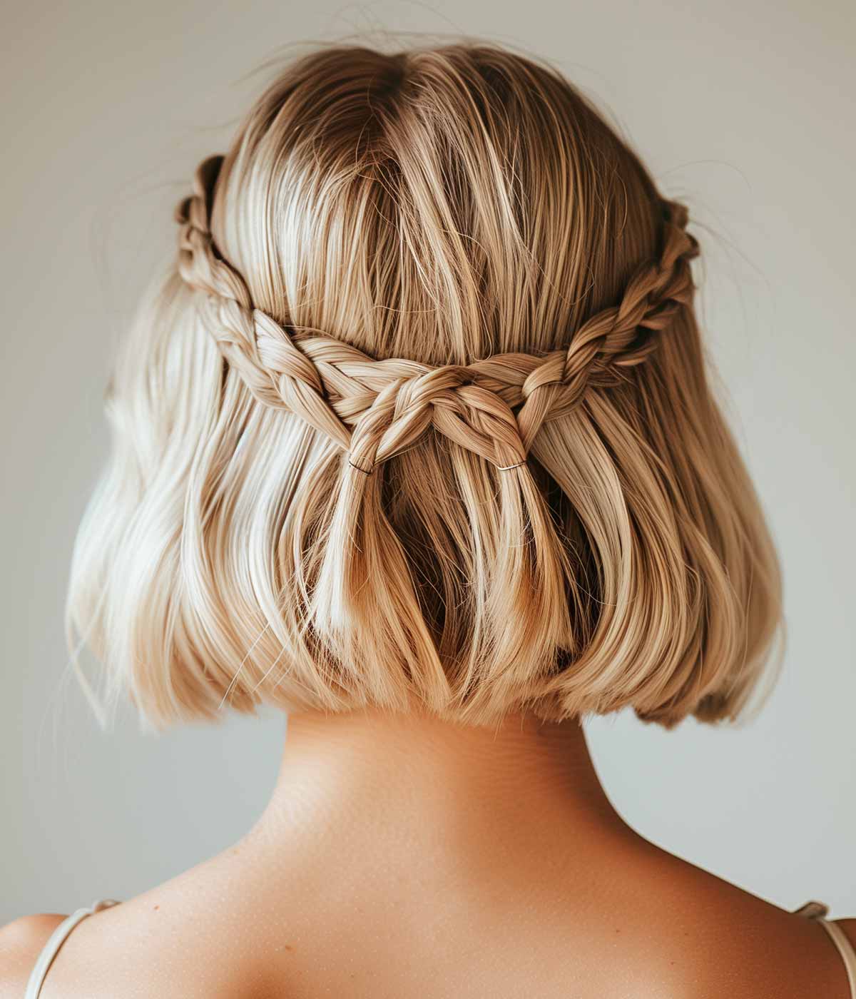 Semiraccolto treccia capelli medi Semiraccolto treccia capelli medi