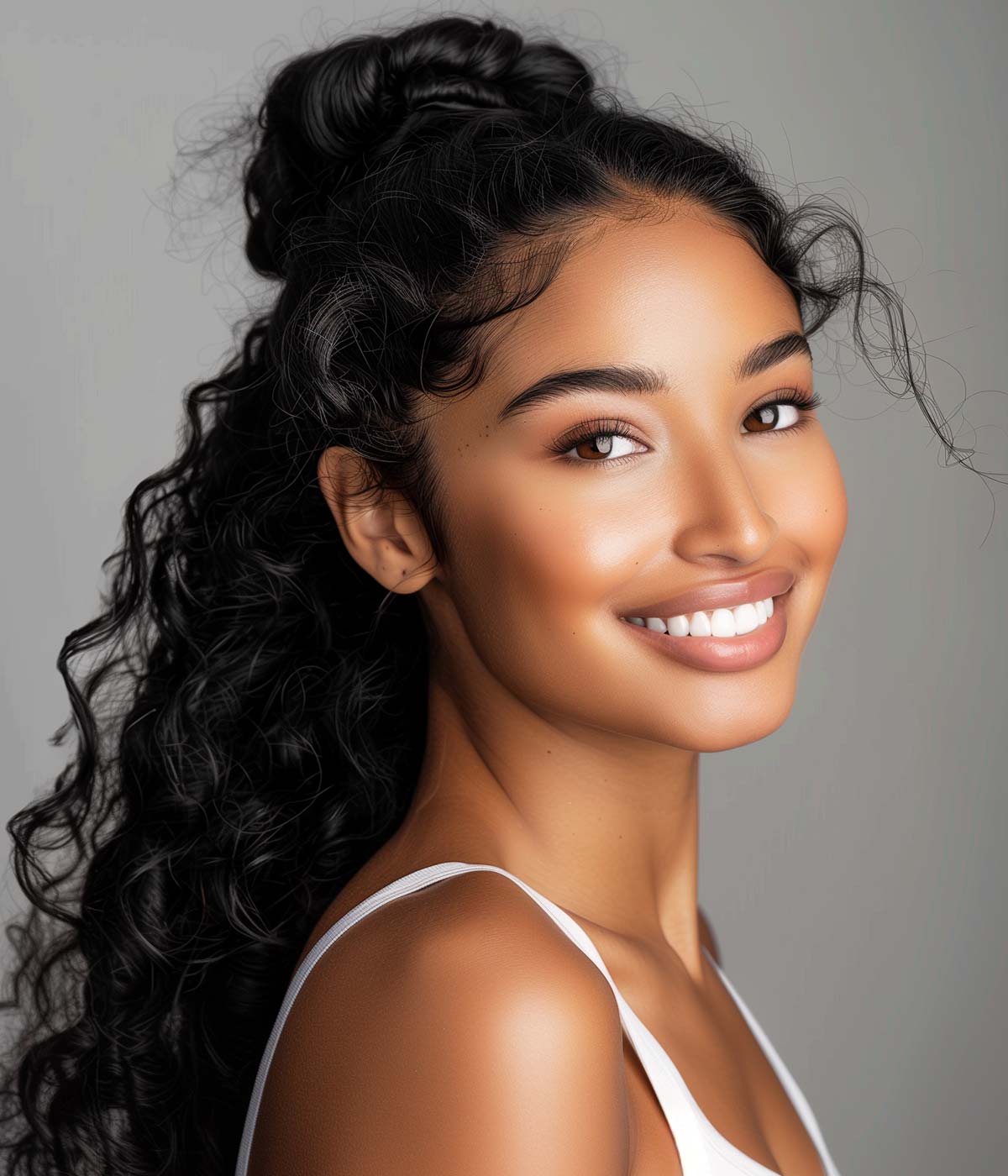 Semiraccolto capelli ricci lunghi Semiraccolto capelli ricci lunghi