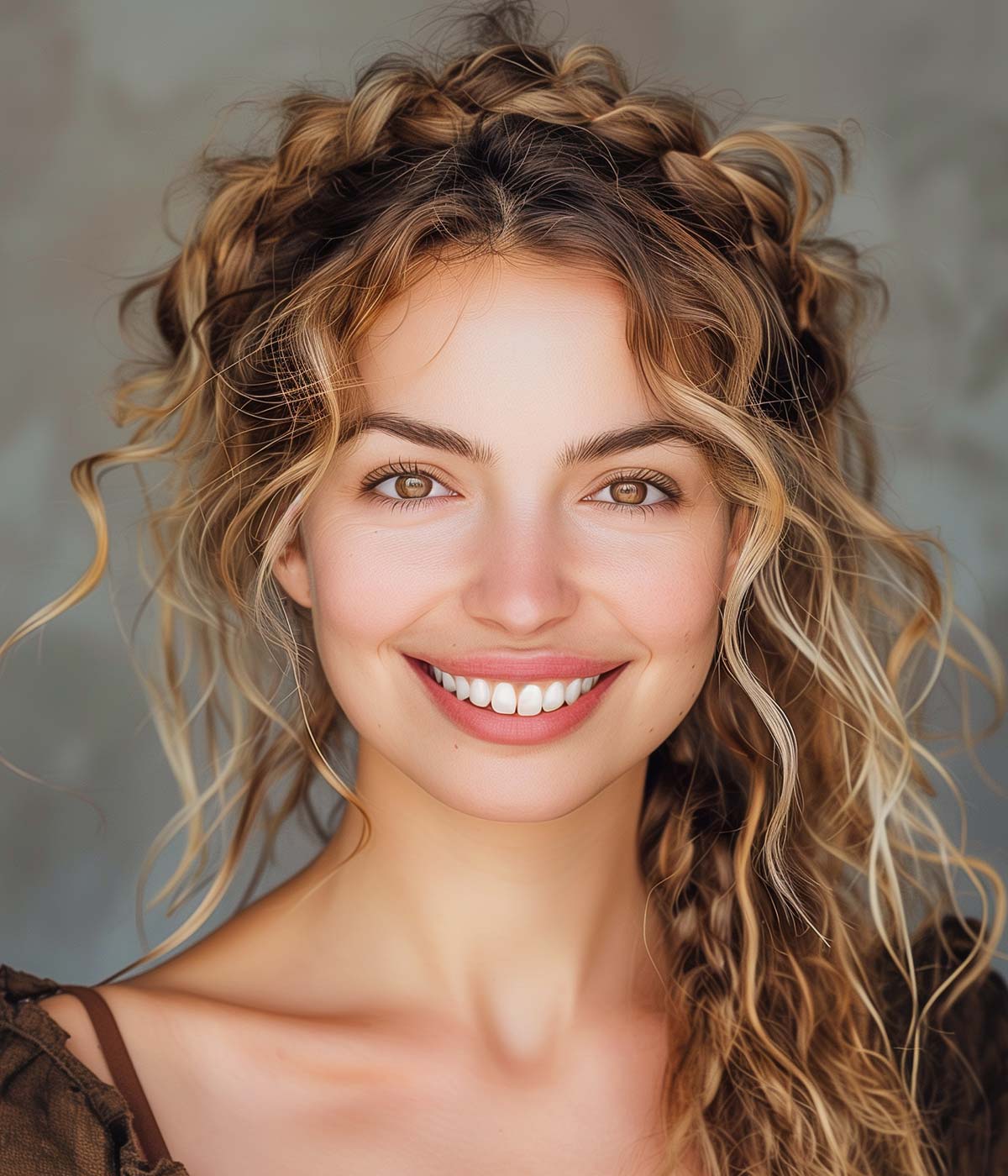 Semiraccolto con treccia capelli ricci Semiraccolto con treccia capelli ricci