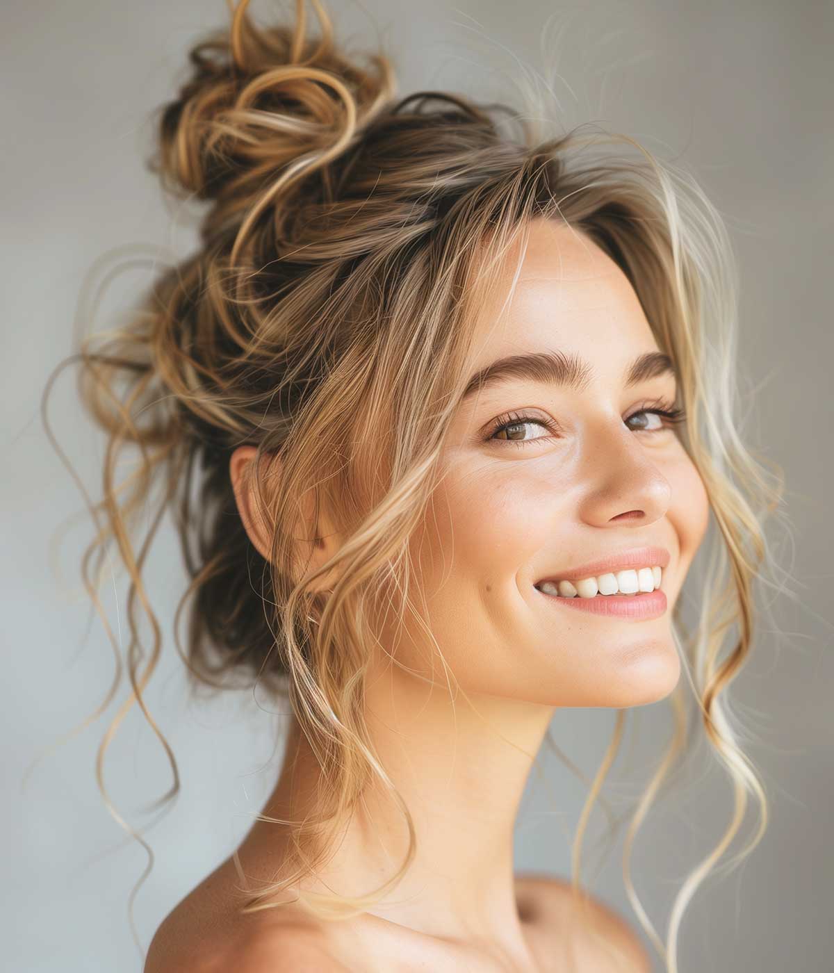 Chignon alto capelli ricci medi Chignon alto capelli ricci medi