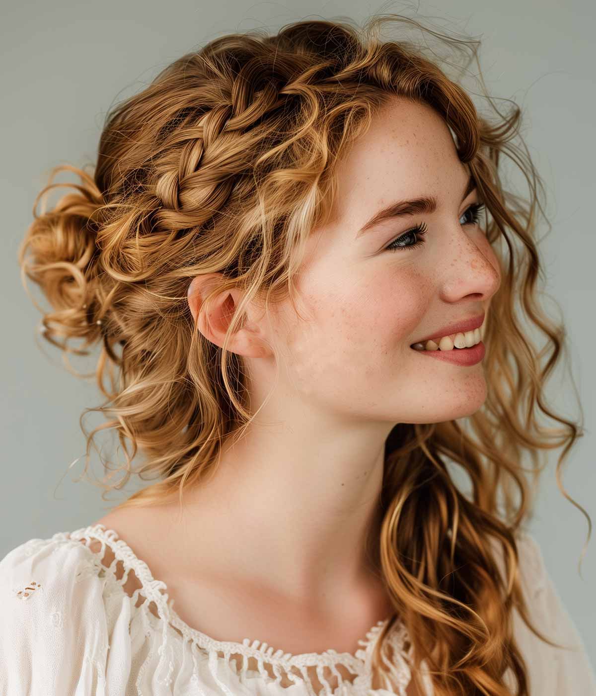 Semiraccolto treccia capelli ricci Semiraccolto treccia capelli ricci