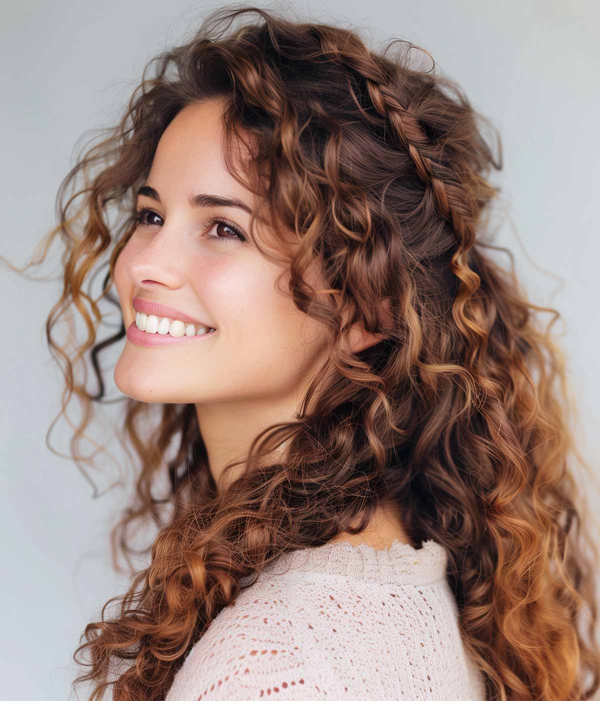 Capelli ricci acconciature con trecce Capelli ricci acconciature con trecce