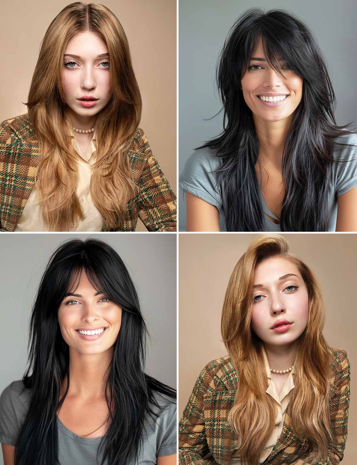 Tagli scalati davanti capelli lunghi lisci Tagli scalati davanti capelli lunghi lisci