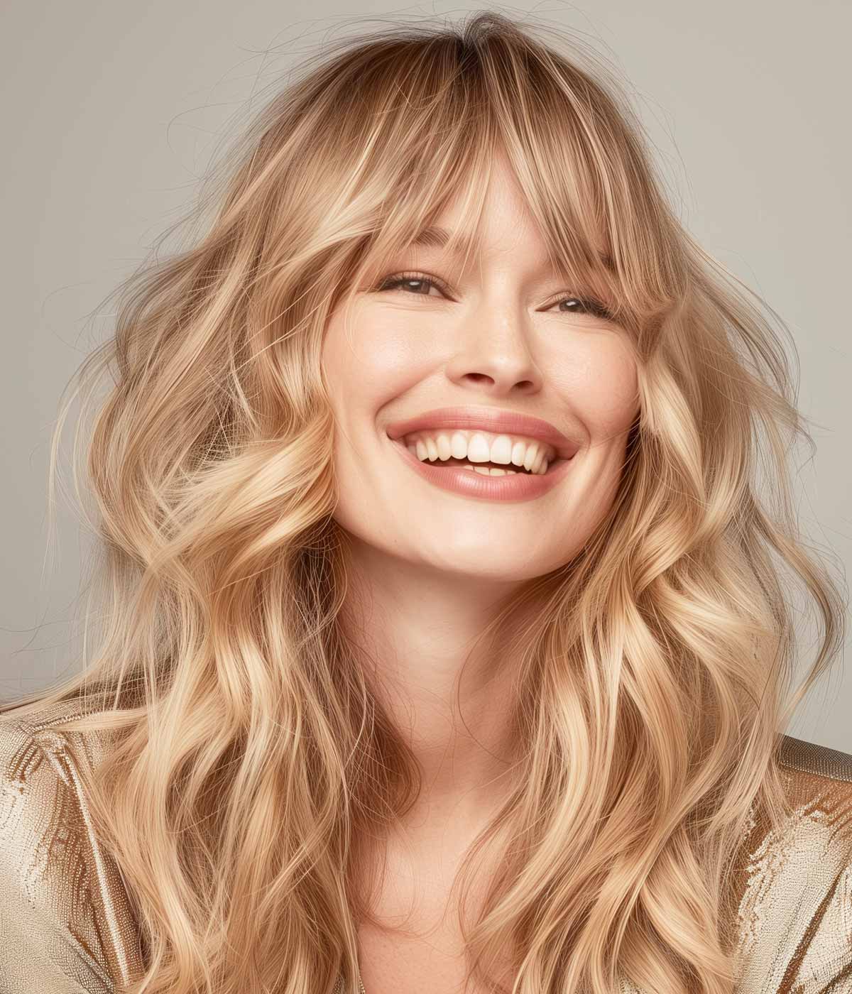 Tagli lunghi scalati capelli mossi con frangia Tagli lunghi scalati capelli mossi con frangia