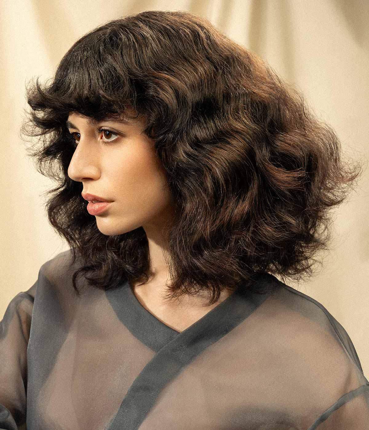 Long bob mosso con frangia Long bob mosso con frangia