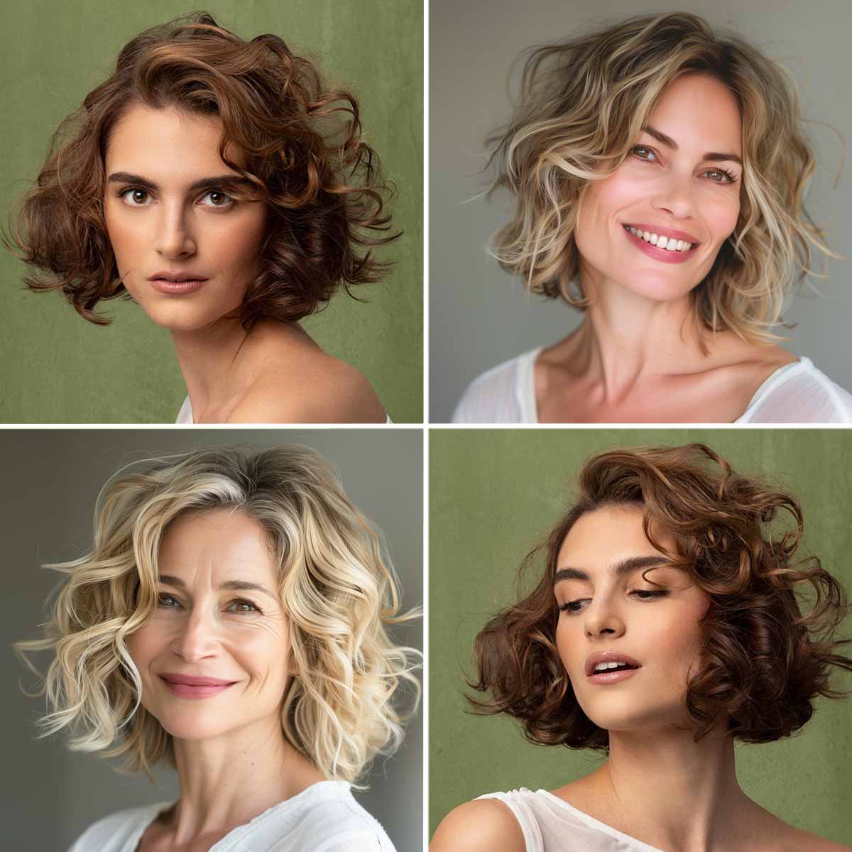 Bob cut mosso con ciuffo Bob cut mosso con ciuffo