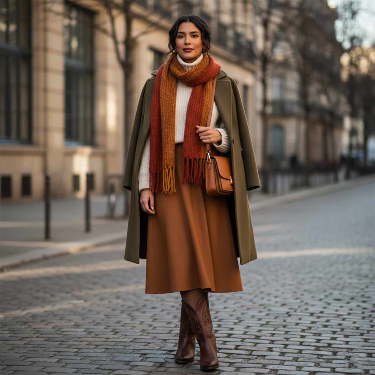 Gonna midi e stivali texani Gonna midi e stivali texani